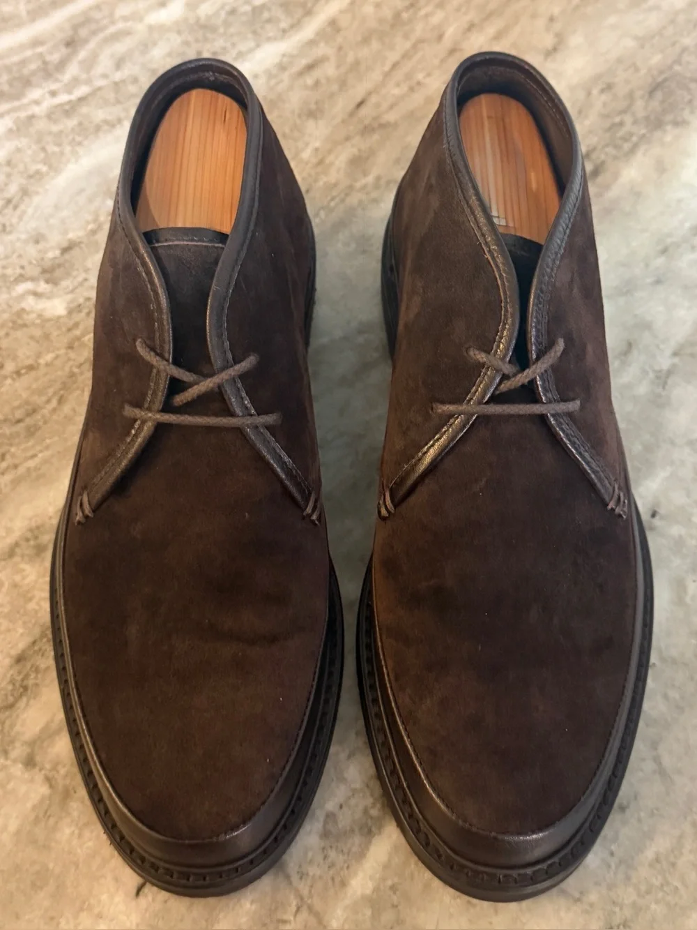 ERMENEGILDO ZEGNA BROWN SUEDE CHUKKA BOOTS US 8 DESERT BROWN LEATHER $1000